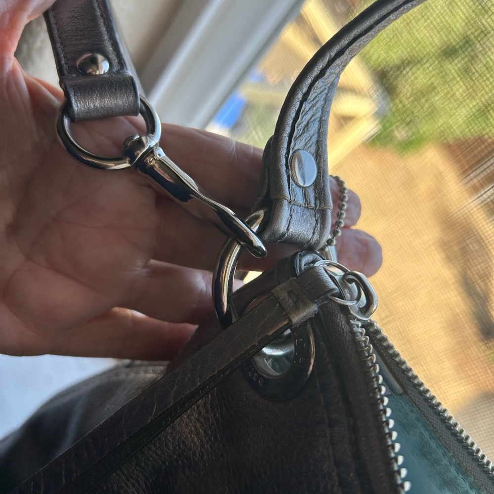Coach Leather Patch Inside Turquoise Lined Handbag - image 9